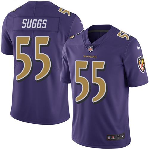 Nike Ravens #55 Terrell Suggs Purple Men's Stitched NFL Limited Rush Jersey